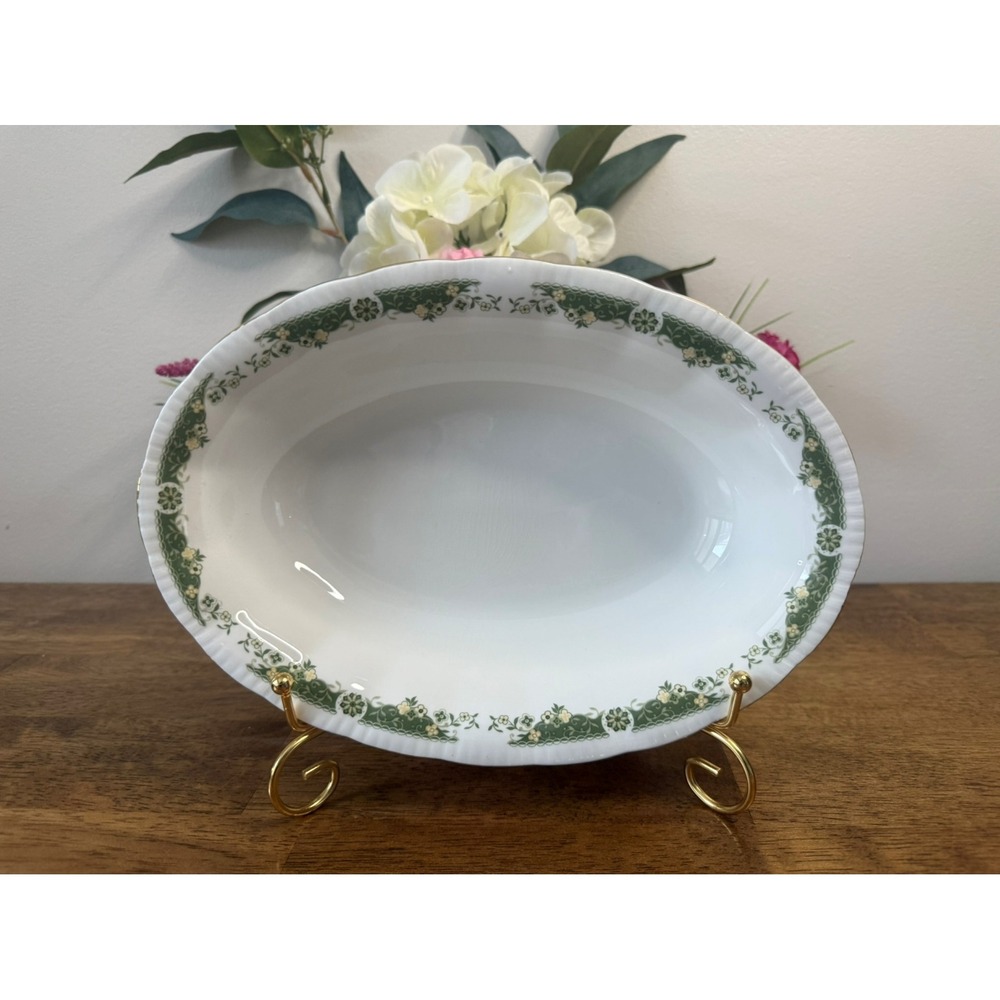 Vintage Paragon Lynwood Green Floral Oval Vegetable Serving Bowl MCM Dining‎